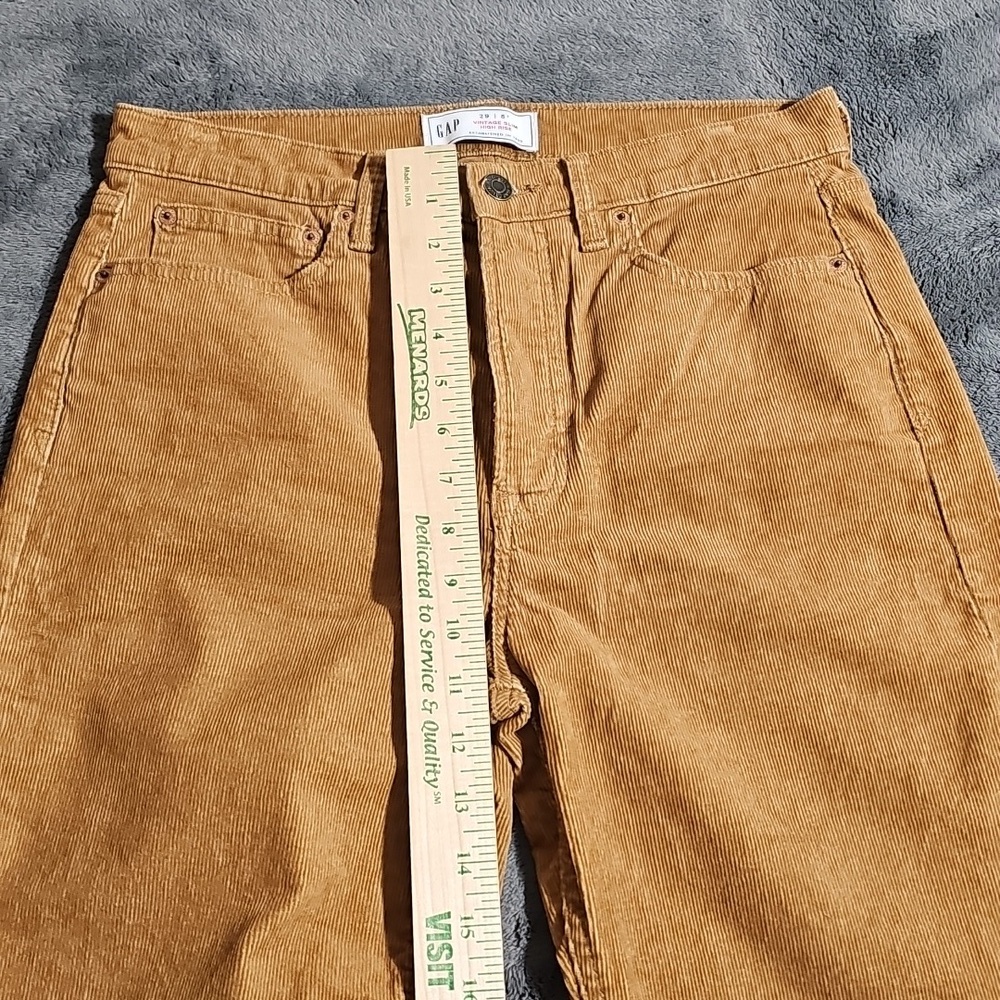 Gap Corduroy Vintage Slim High Rise Jeans Tan Gold Brown Size 29 Tall - Picture 5 of 11